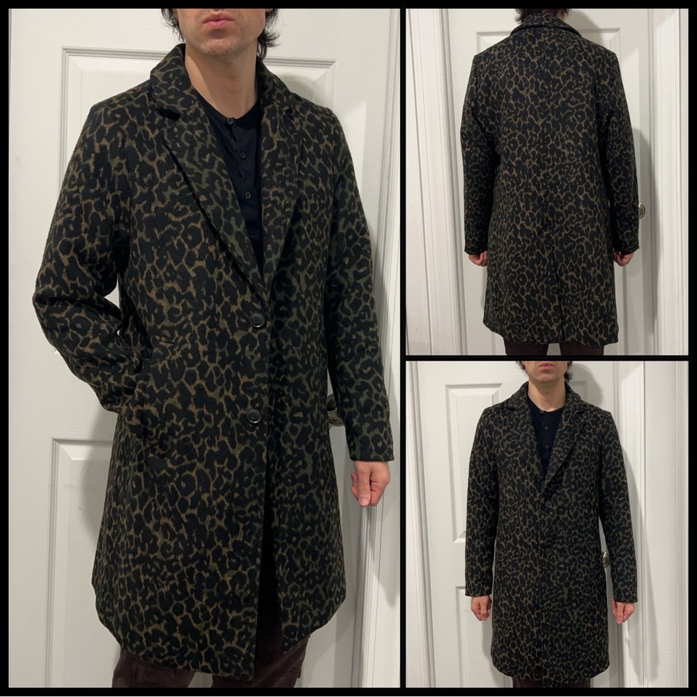 Fashion Nova Leopard Print Long Coat Mens Medium